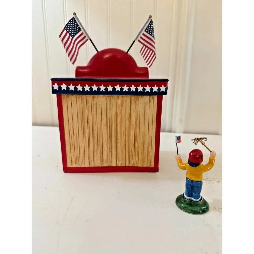 Dept 56 Uncle Sam's Fireworks Stand 2Pc Figures July 4th #54974 Retired